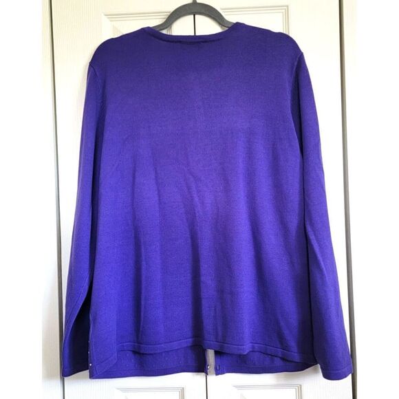 Quacker Factory Large Buttoned Down Sequined Purple Cardigan Sweater L/S - Picture 2 of 7